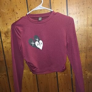 SHEIN Burgundy Long Sleeve Top